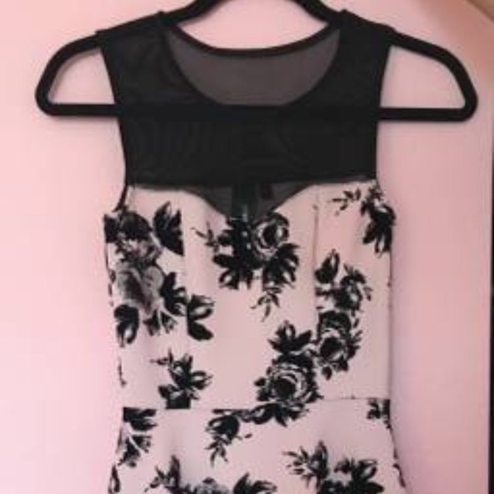 Trxxi Pink and Black Formal Dress with Mesh lining